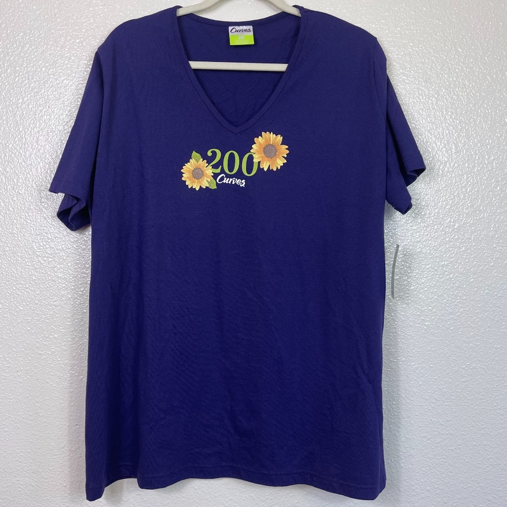 CURVES Athletic T Shirt Women’s size XXL Purple Oversize Lightweight NWT’s